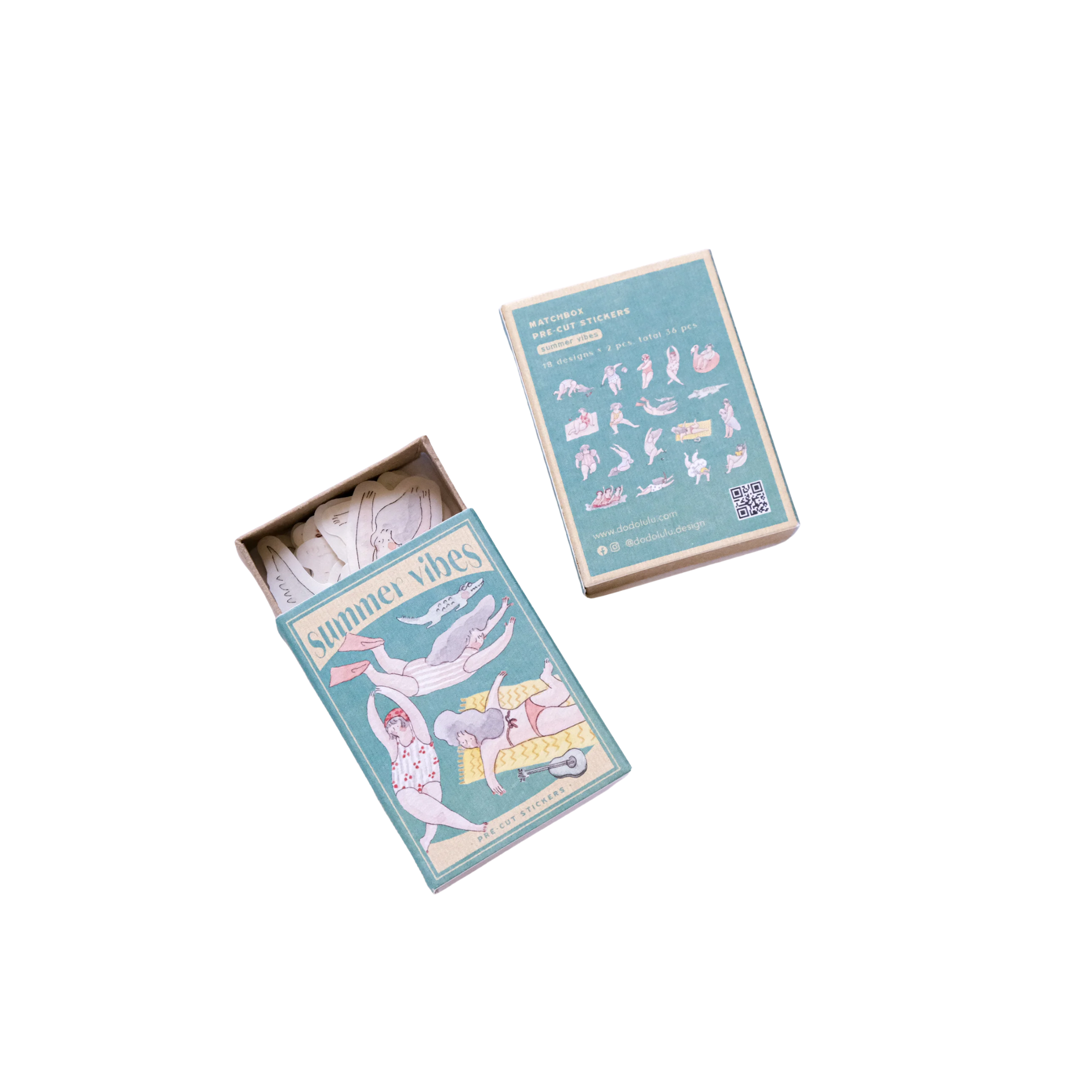 Summer stickers in a matchbox