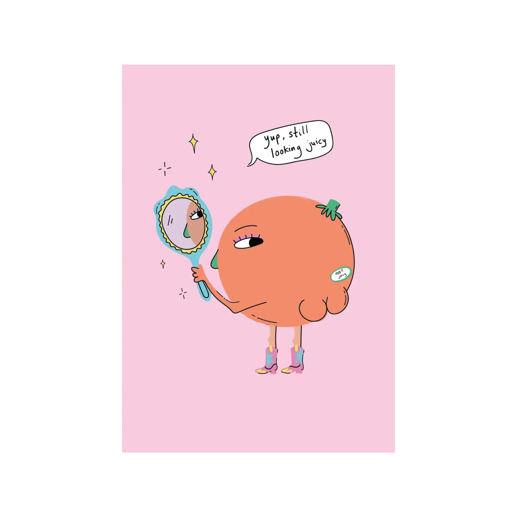 Still Juicy Card - Cute Orange fruit illustration. 