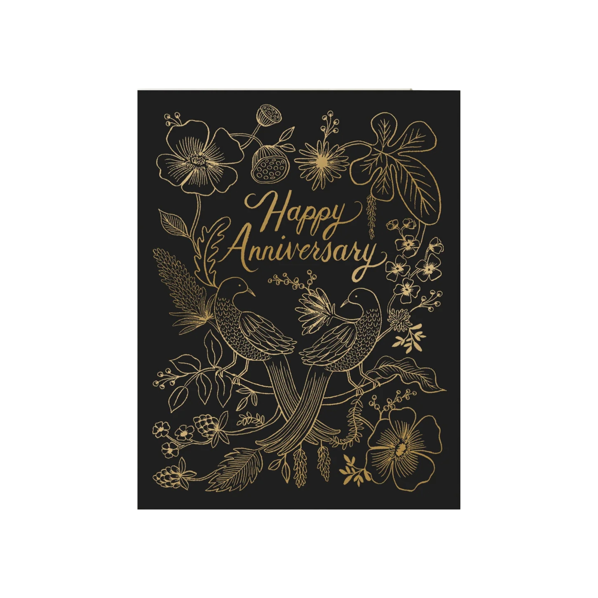 Happy Anniversary Gold Foil card with Peacock