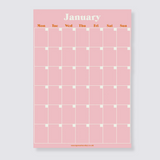 Monthly Undated A3 Wall Planner - 12 Pages - Pastels