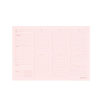 Pink planner insert with grid layout on a white background