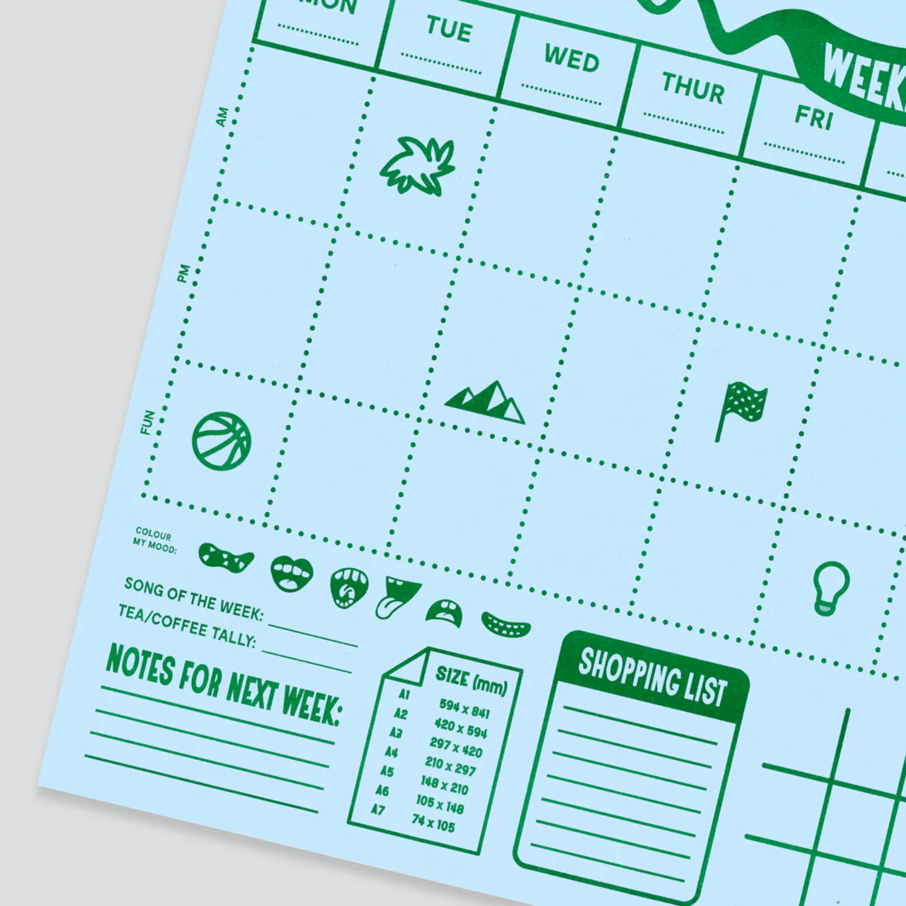 A3 Weekly Desk Pad in Blue