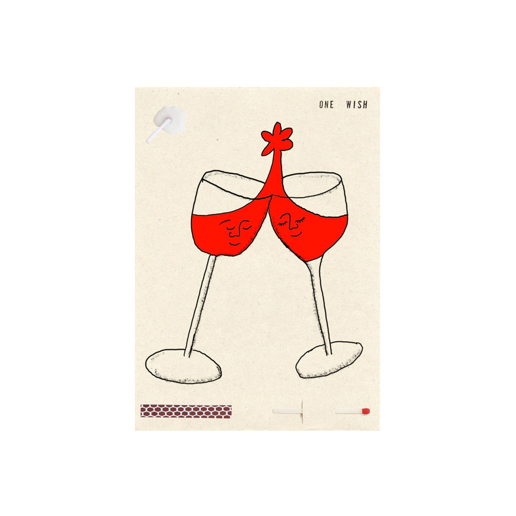Red wine glass card for love and friendship
