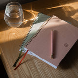 Wire Notebooks in Ocean Bookcloth on Desk
