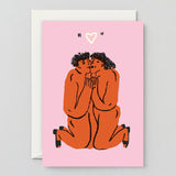 Illustrated Valentines Lovers Card