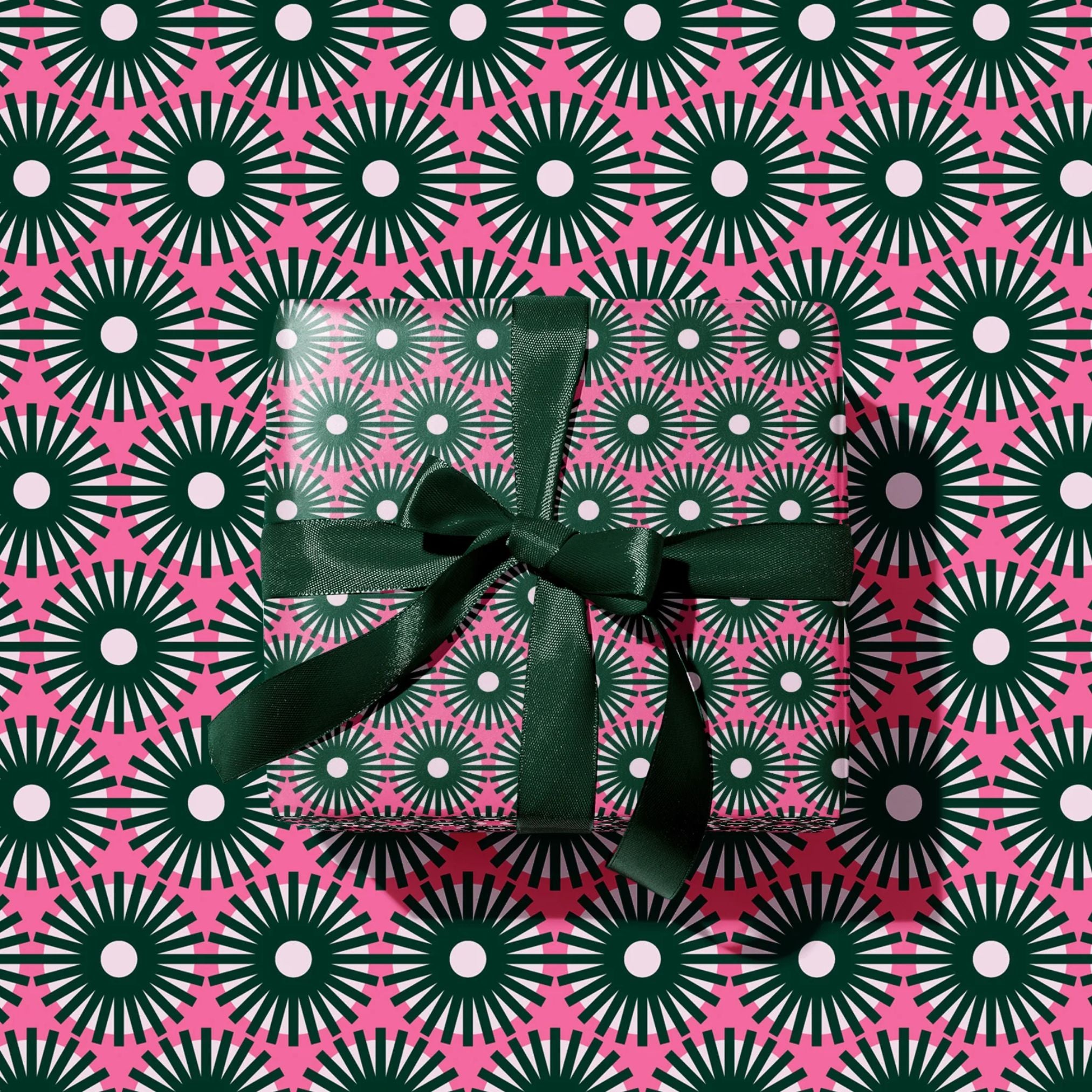 Wrapping Paper, Pink & Green geometric print. Fun festive themed high quality wrapping paper. 