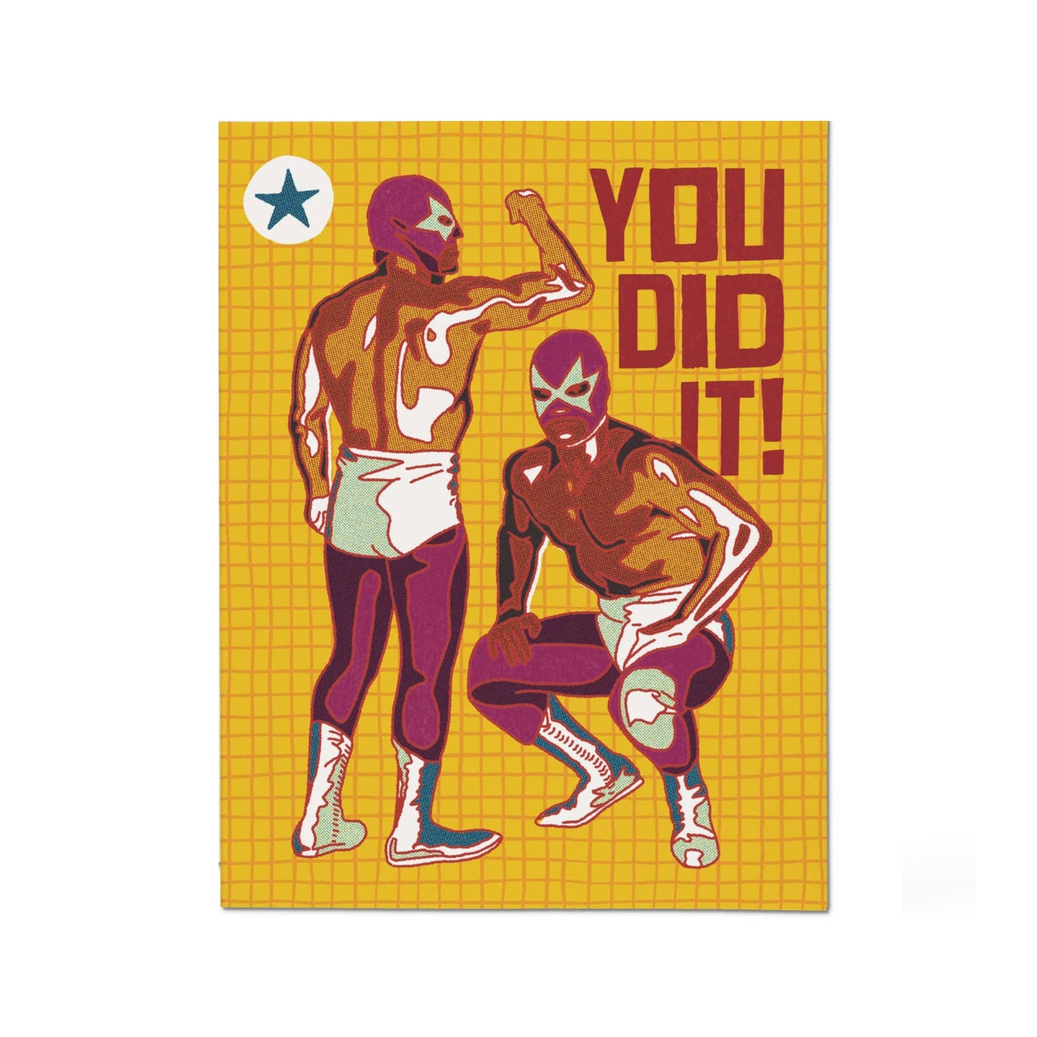 You did it greetings card with wrestlers