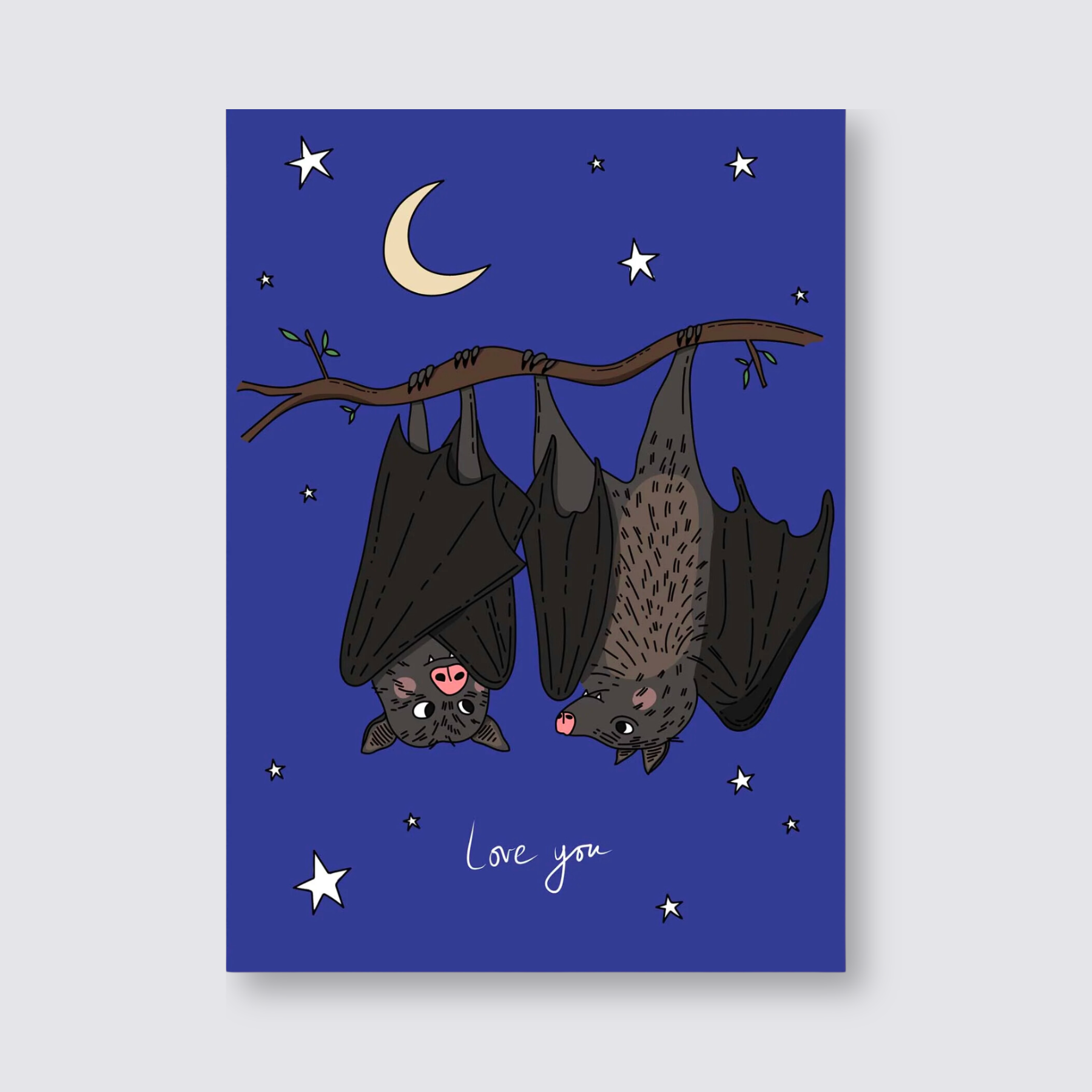 Two bats romantic card