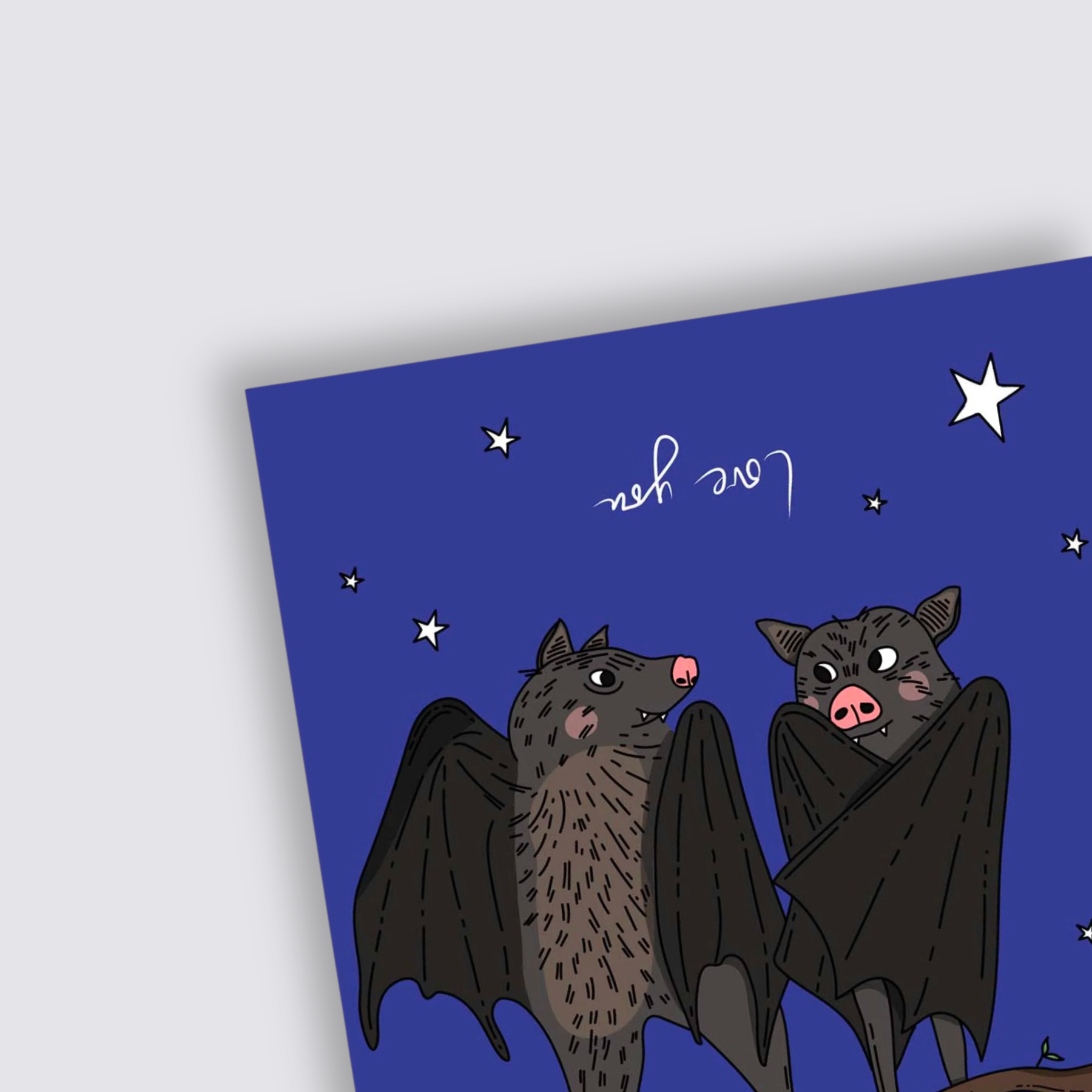 Two bats romantic card