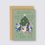 Cats christmas tree card