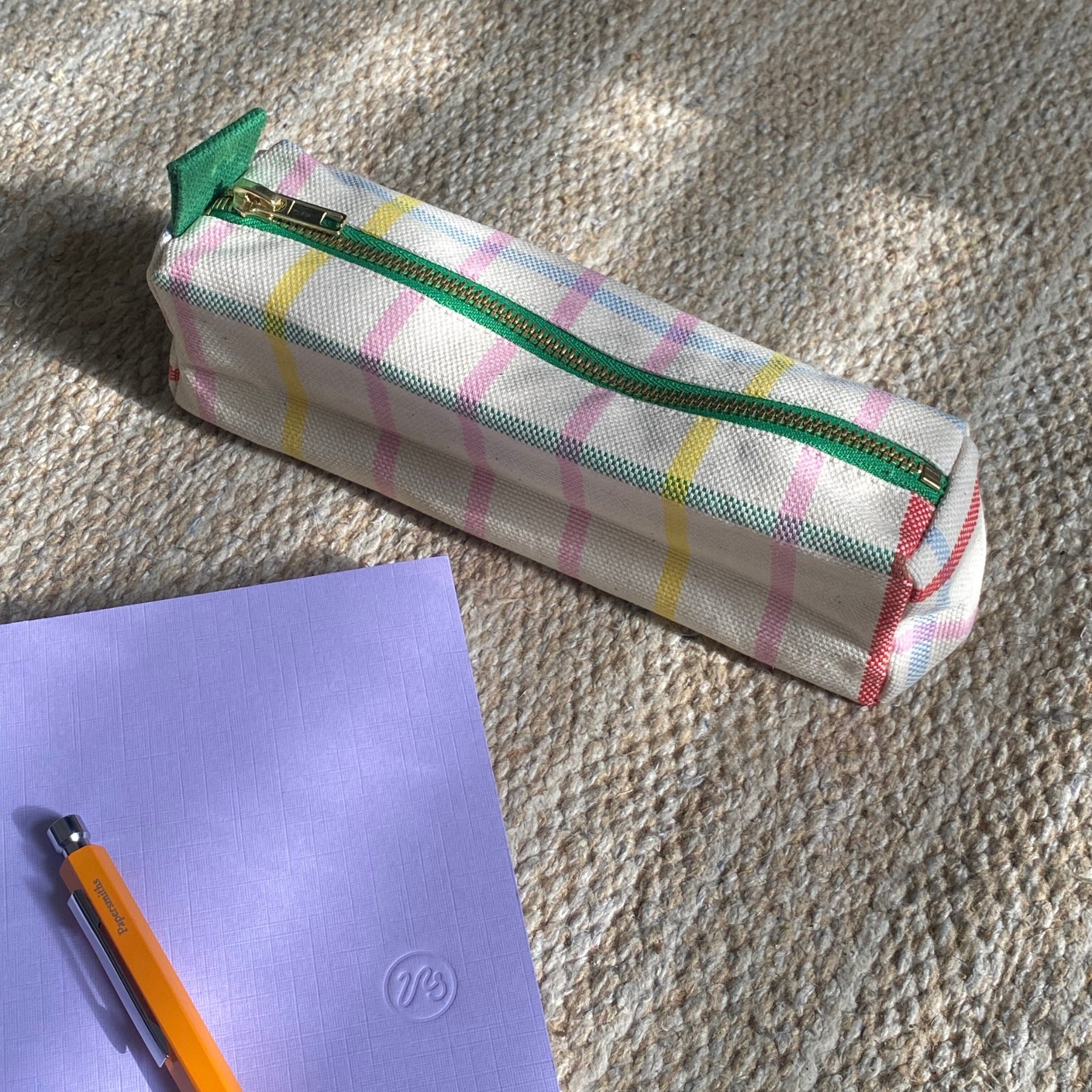 organic cotton check pencil case