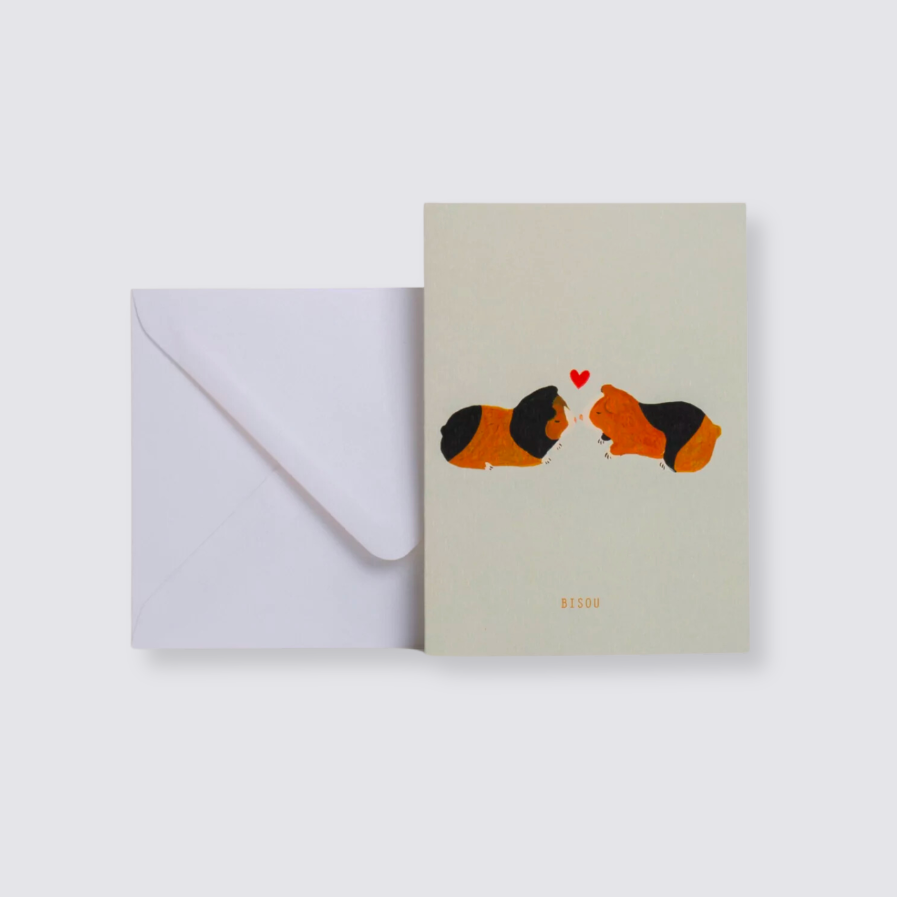 bisou guinea pig valentines card