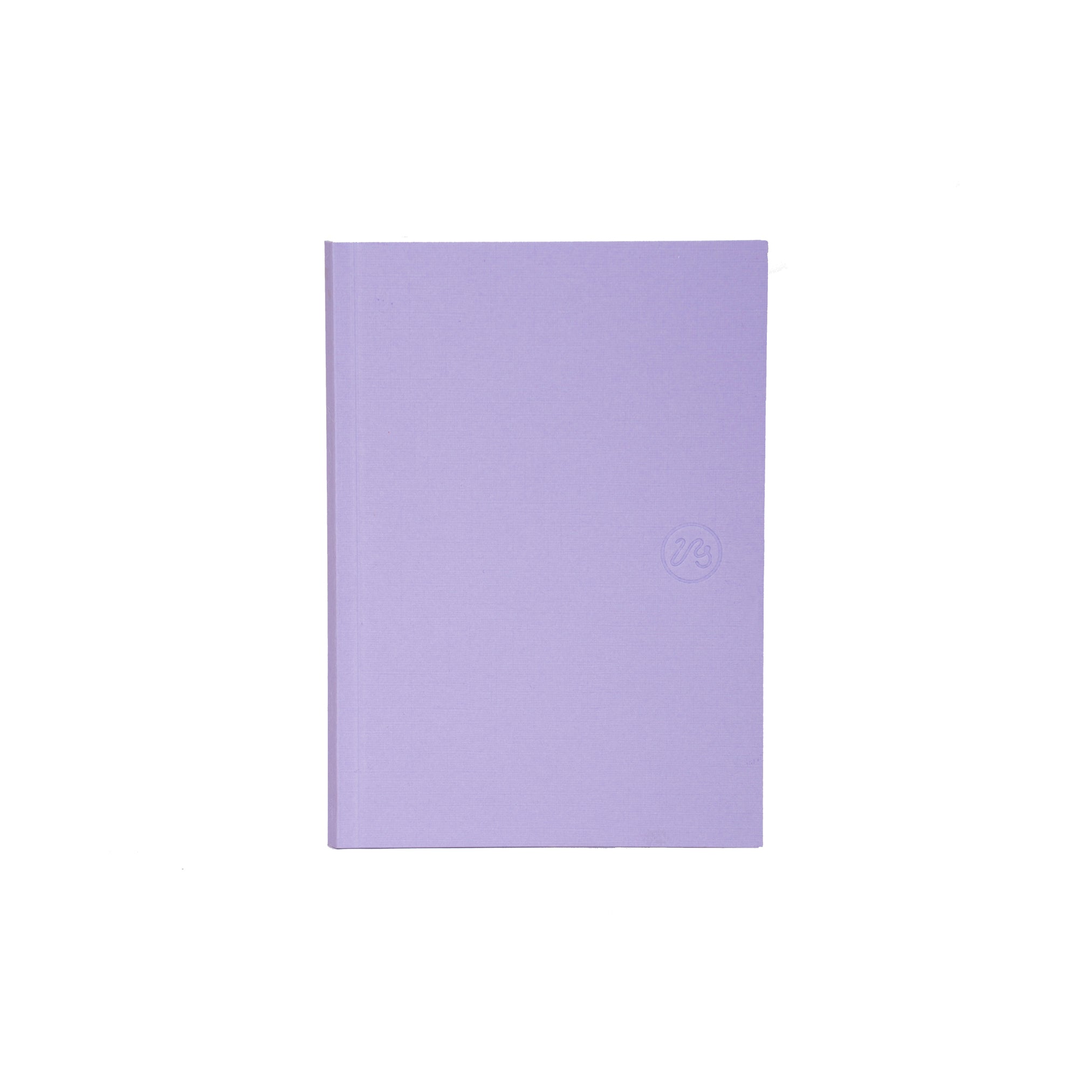 Purple notebook with a logo on a white background