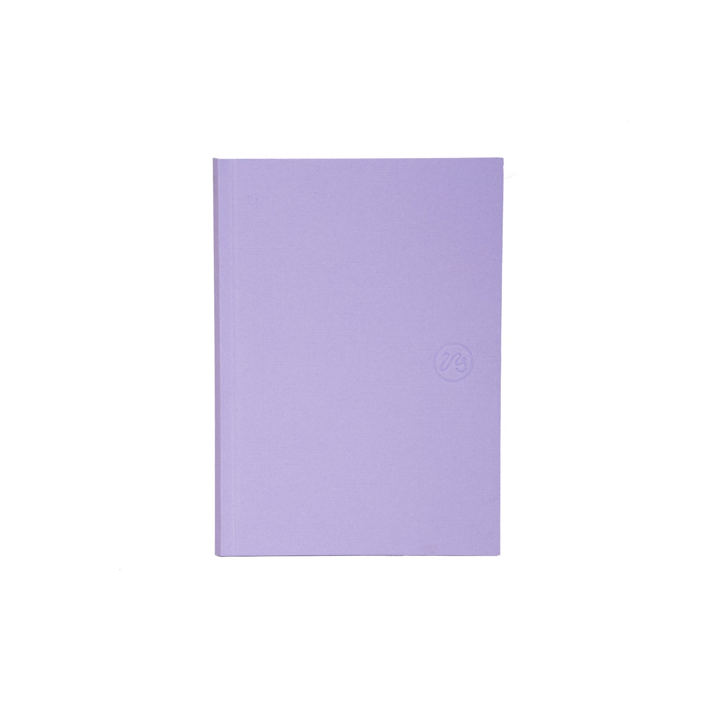 Purple notebook with a logo on a white background