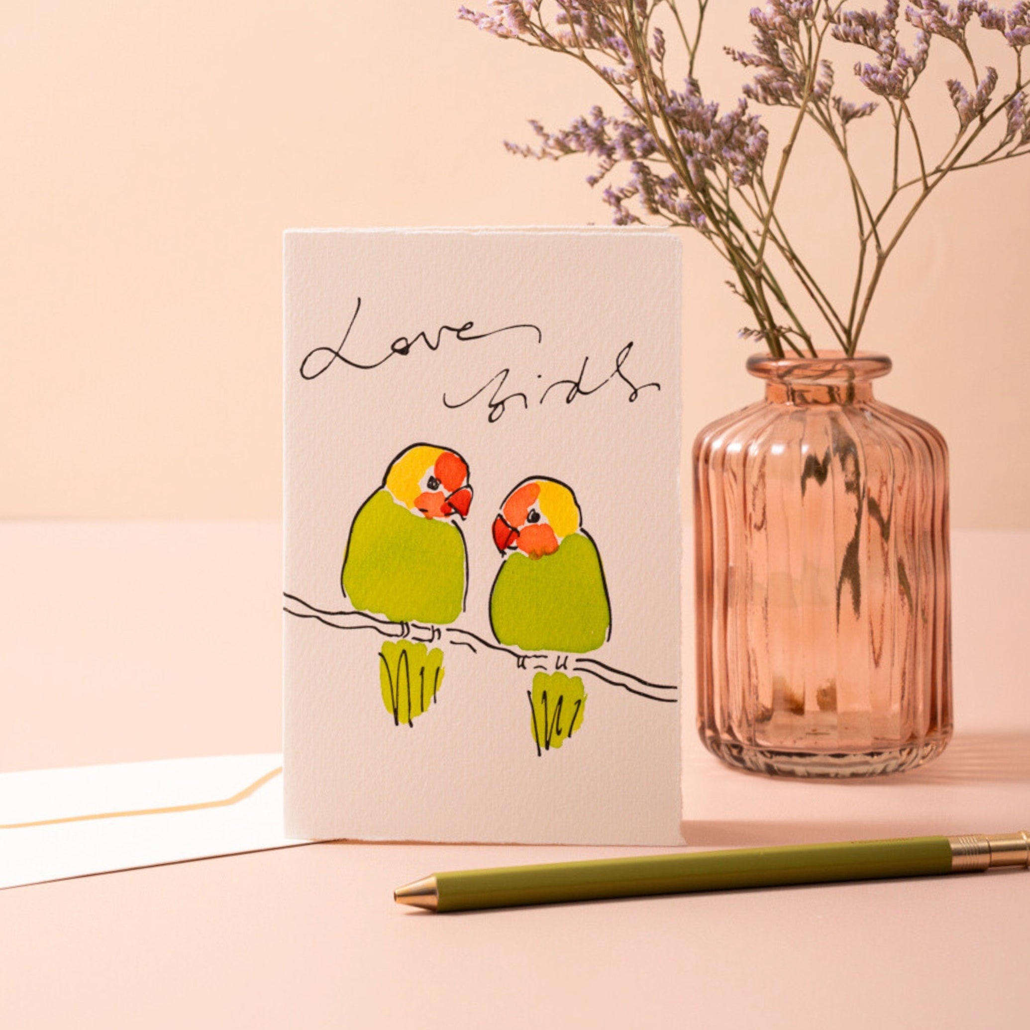 love birds greetings card