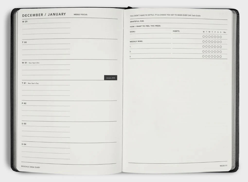 2026 A5 Weekly Notes Diary - Sea Green
