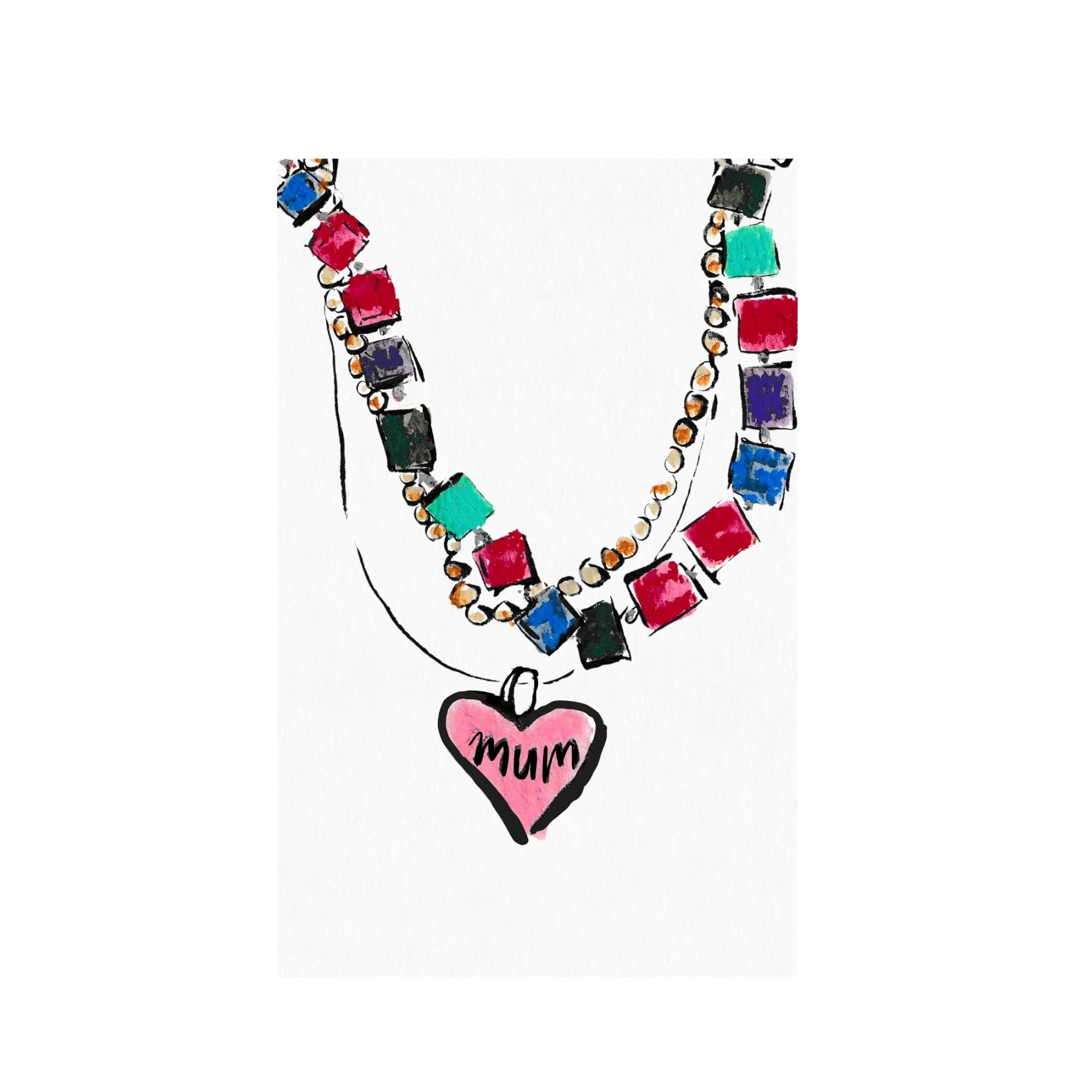 Mums necklace greetings card