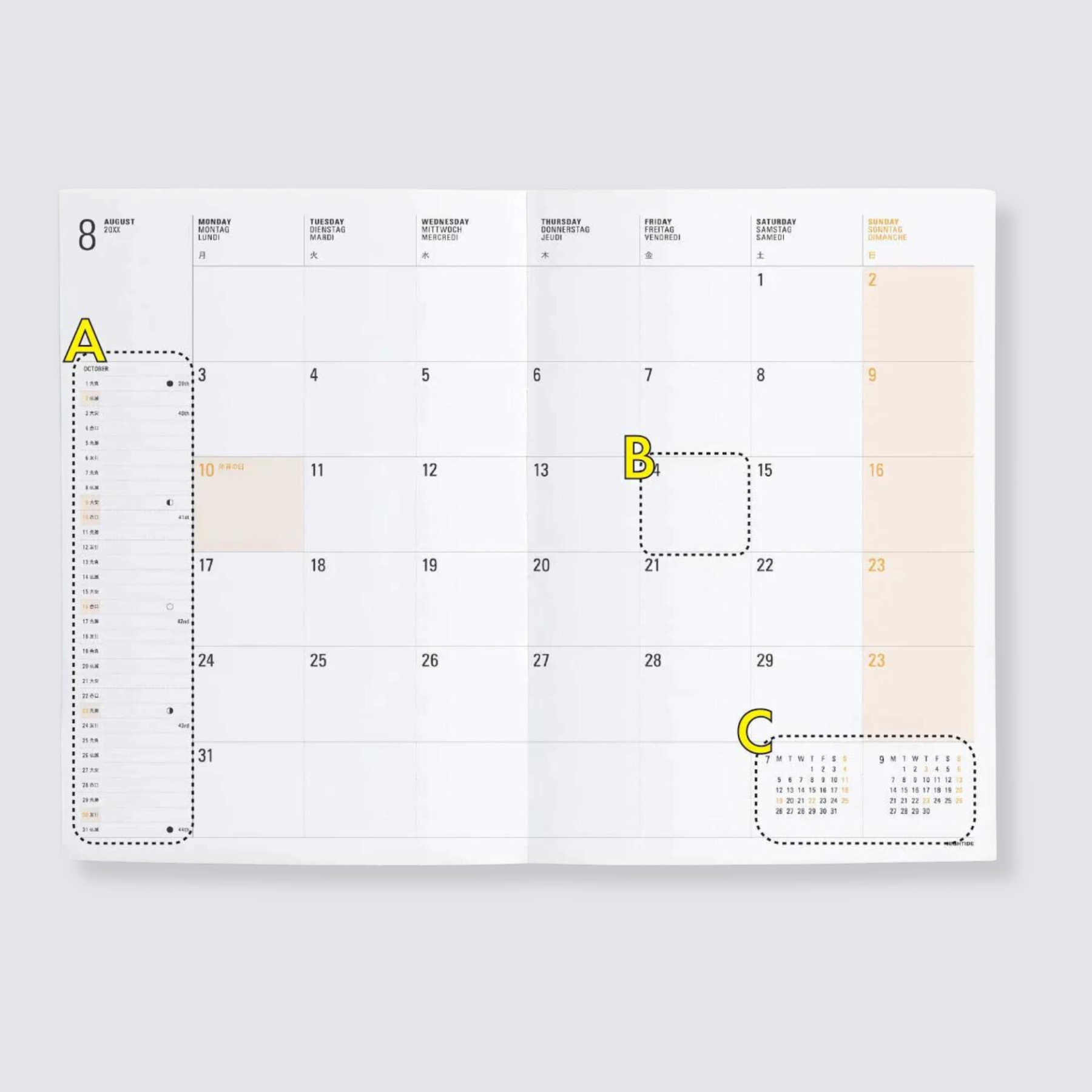 Nahe monthly view diary 2024