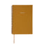 Yellow planner with spiral binding on a white background