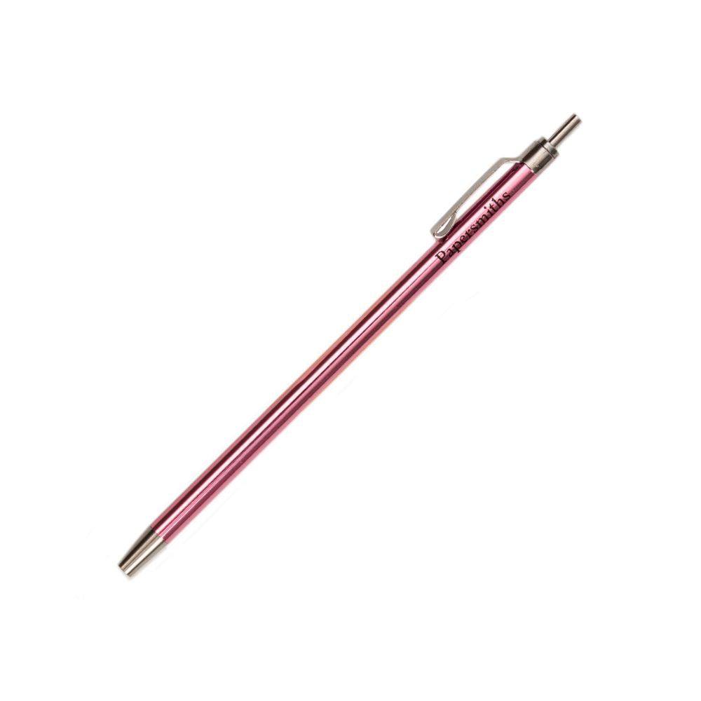 Rose pink pocket pen with Papersmiths logo