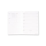 White planner sheet with black text and lines on a white background