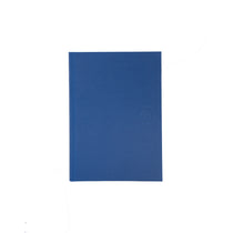 Blue notebook with a logo on a white background
