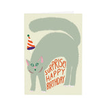Surprised cat happy birthday greetings card