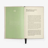 The Three Question Journal in Oat. A prompted for journal writing with a linen cover. 