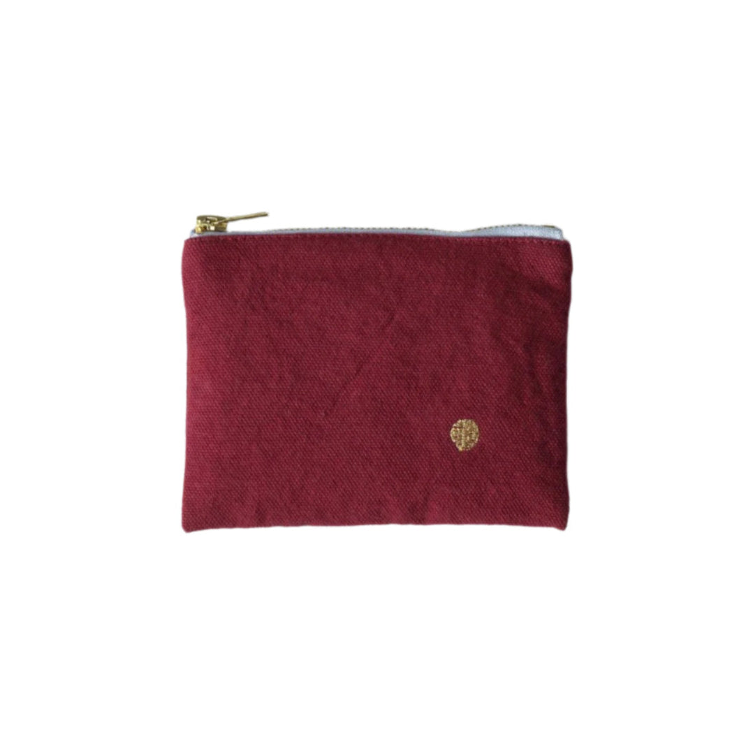 Red Pencil case with zip up design - made in Portugal. Water repellent. 