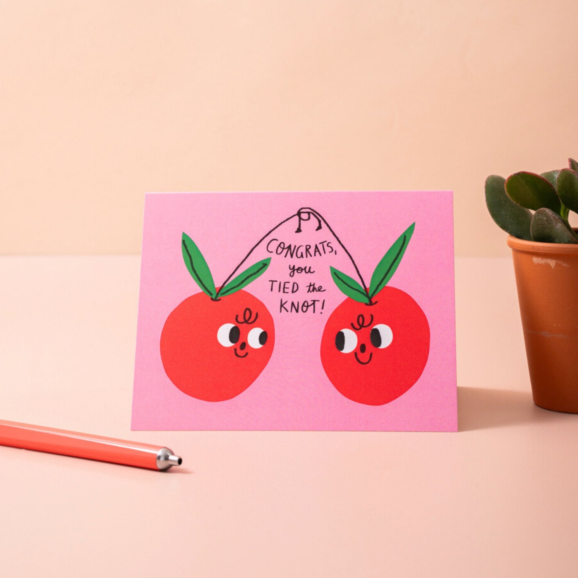 Tied the Knot Cherry Card