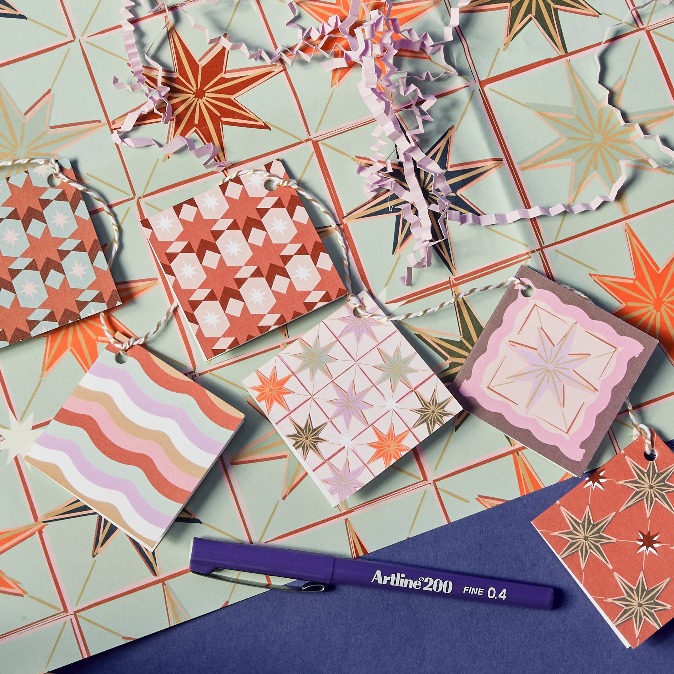 Set of six gift tags