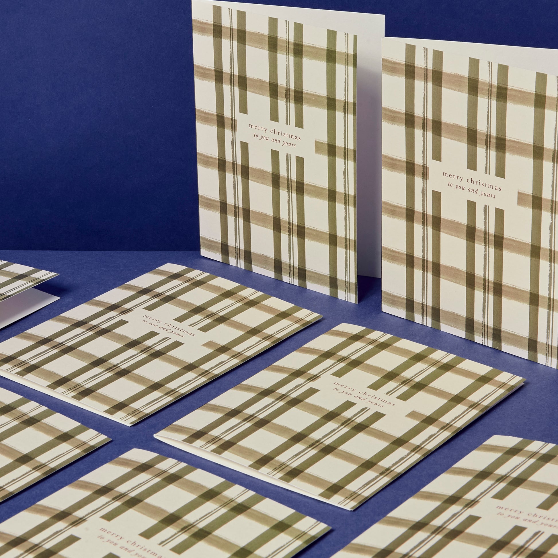 Green Check Merry Christmas - Card Set of 8