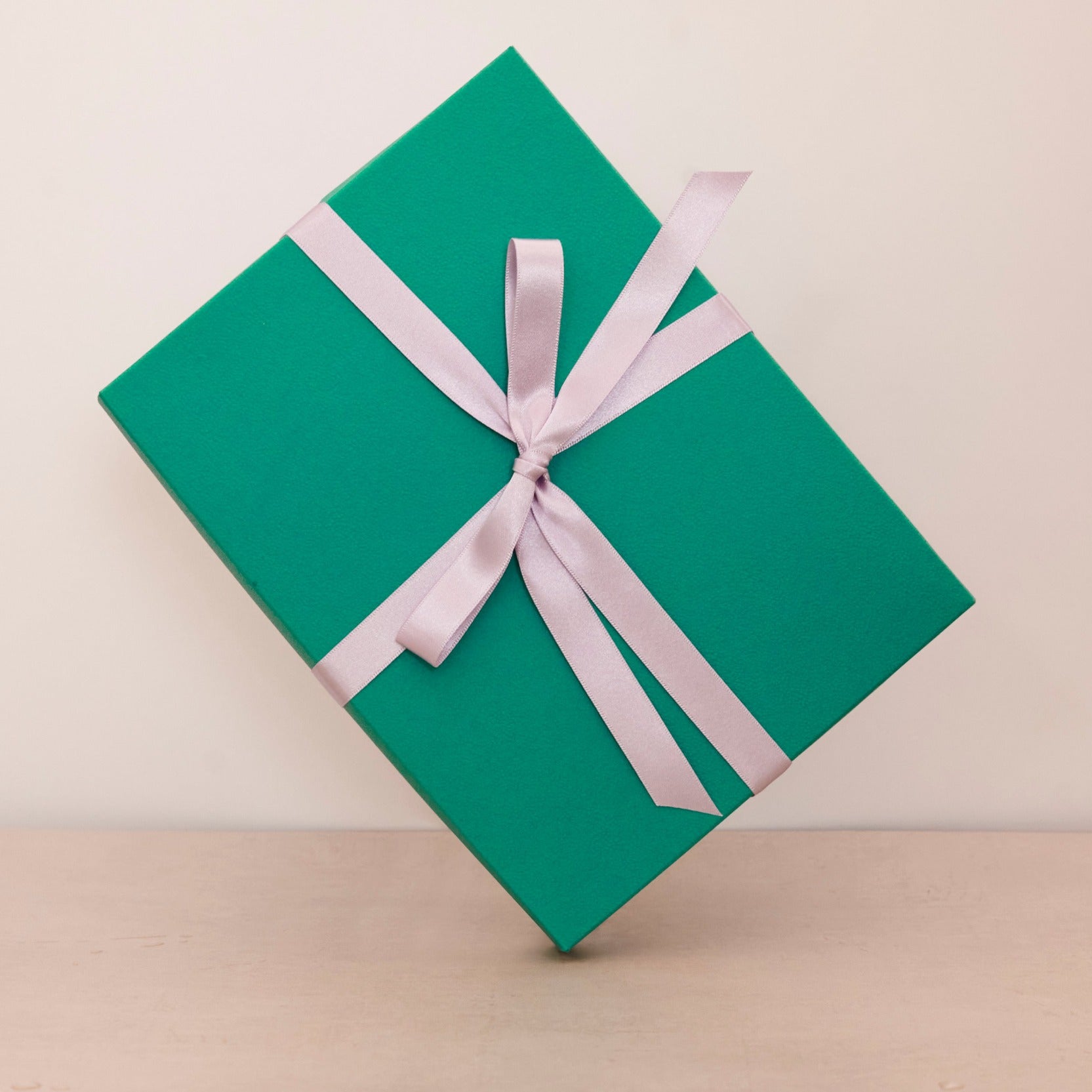Small Gift Box - Teal with lavender ribbon