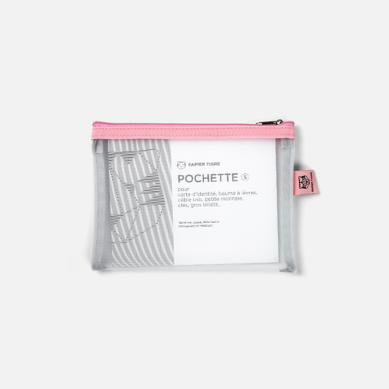 Mesh Pouch Pencil Case Small - Pink