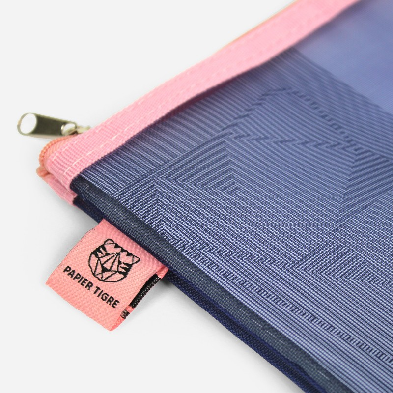 Mesh Pouch Pencil Case Medium - Blue Pink