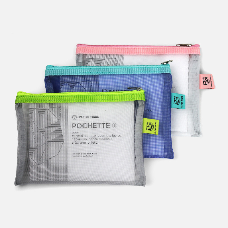 Mesh Green Blue and Pink Pencil Cases