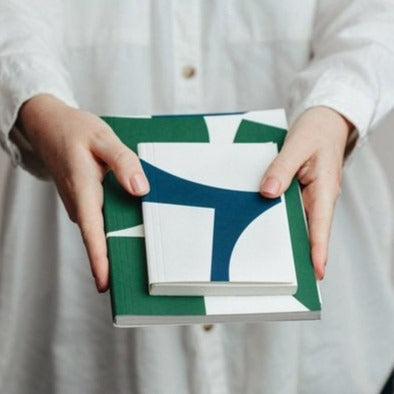 Pocket Layflat Notebook - Blue Blocks / Dot Grid