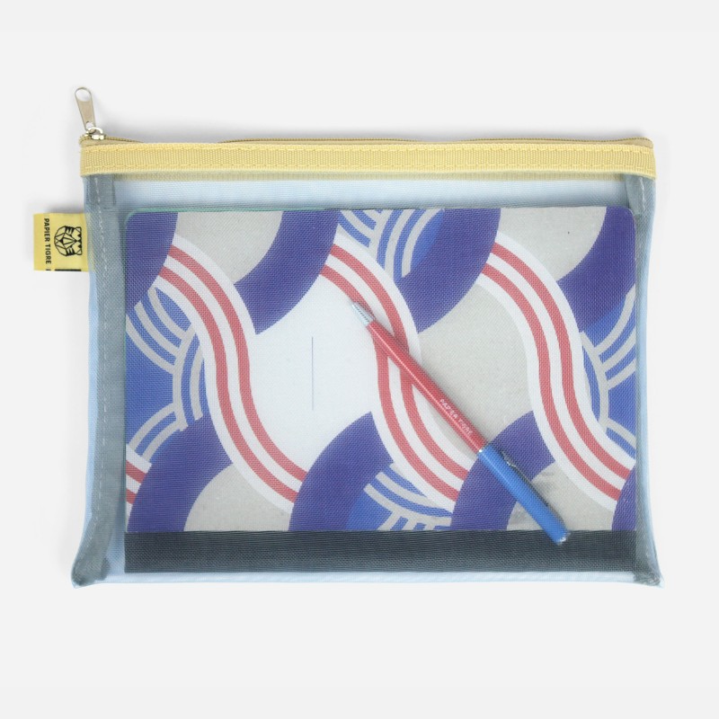 Mesh Pouch Pencil Case Medium - Yellow Blue