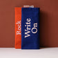 Red and navy tote bags