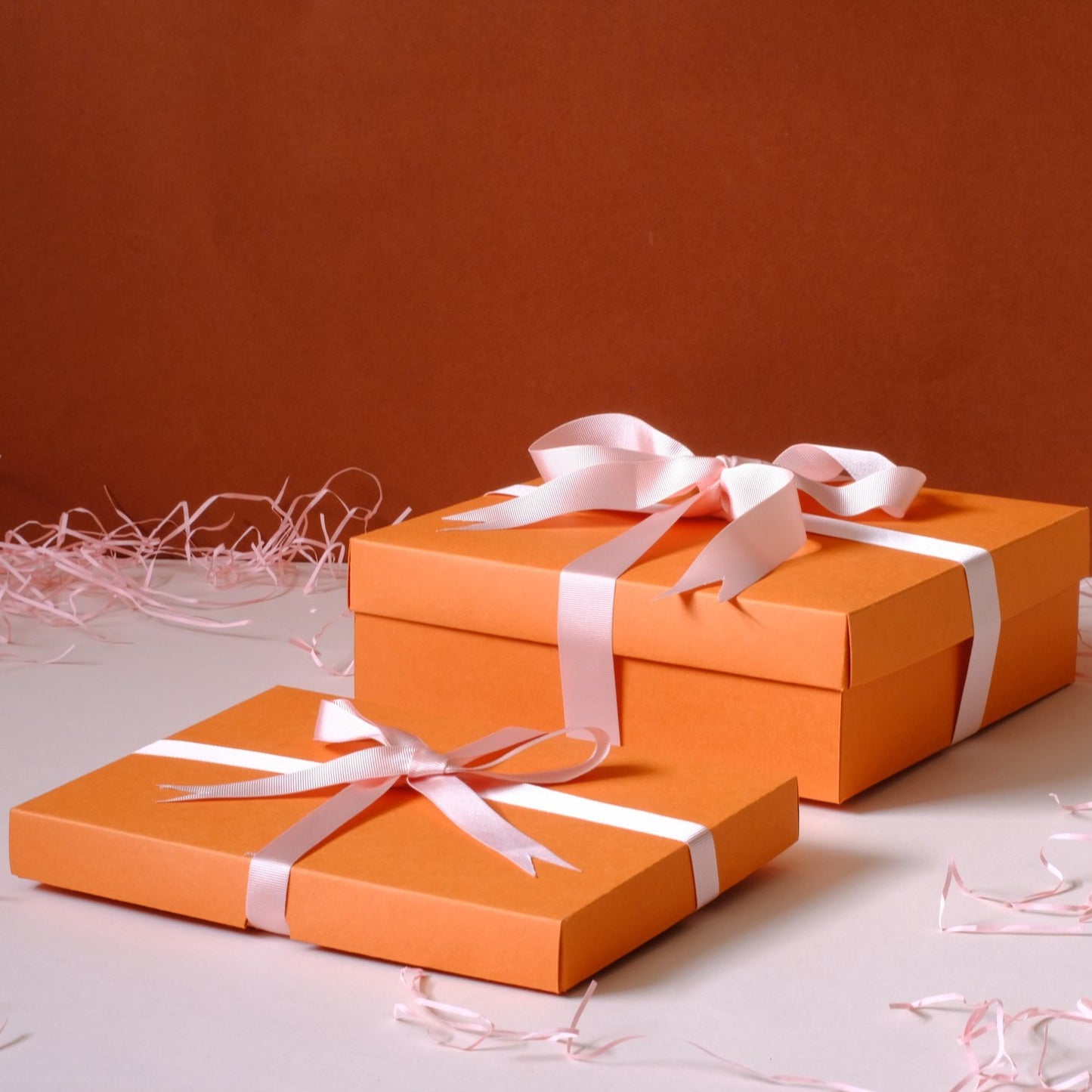 Small Gift Box - Orange with pink ribbon