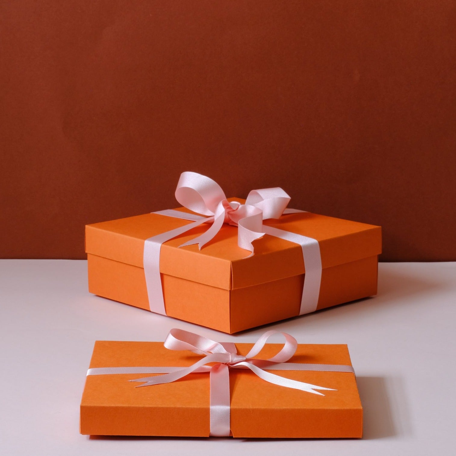 Large Gift Box - Orange with pink ribbon