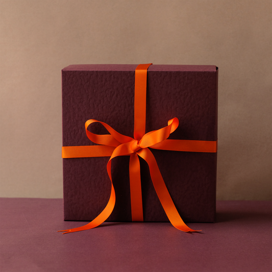 Large Gift Box - Burgundy with Orange Ribbon