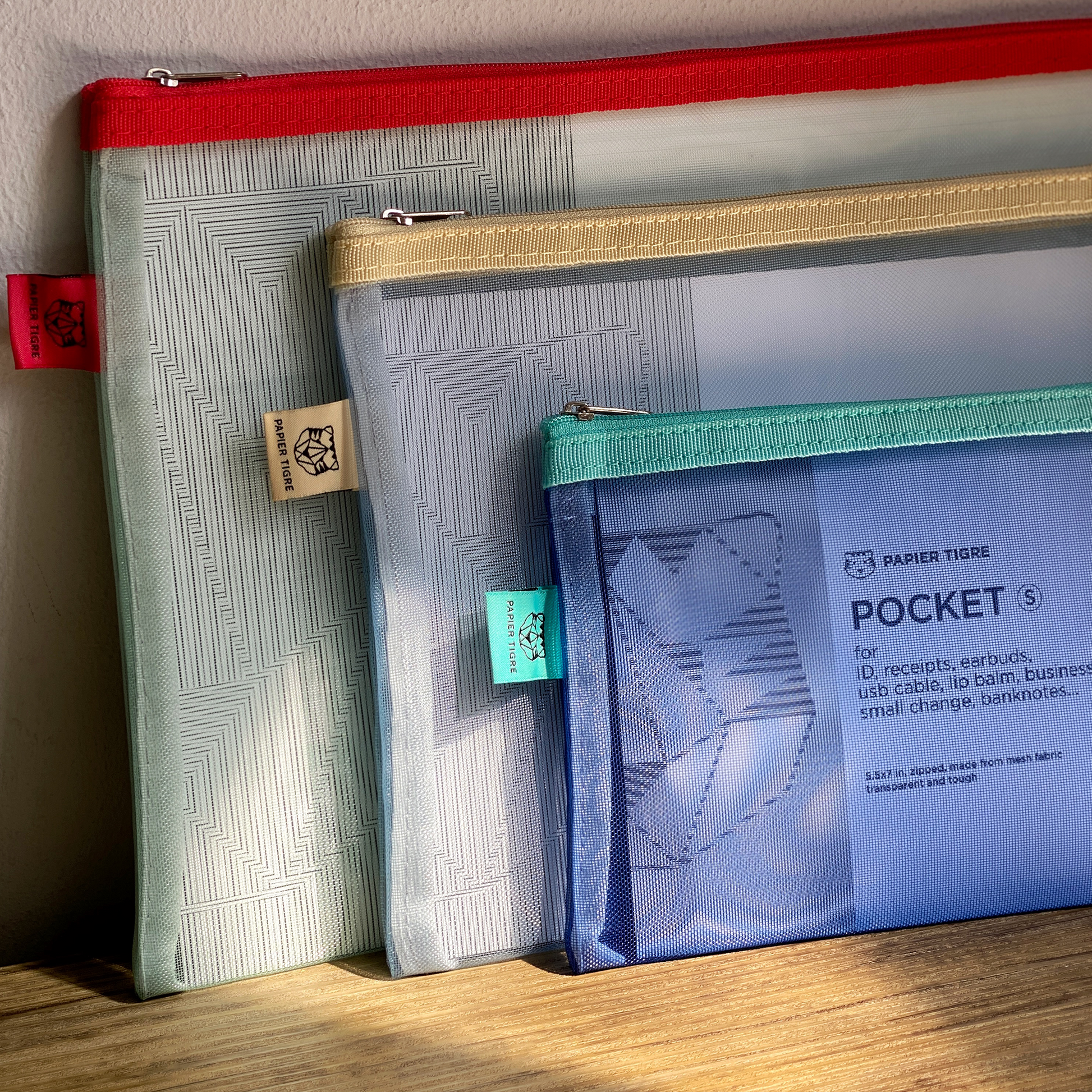 Mesh Pouch Pencil Case Medium - Blue Pink