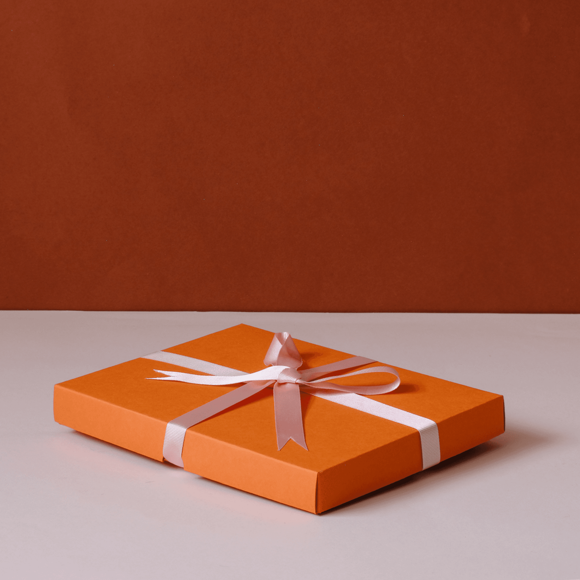 Small Gift Box - Orange with pink ribbon