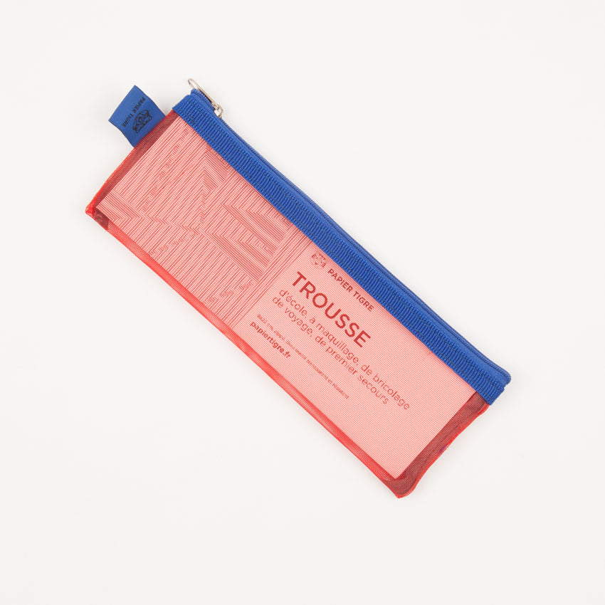 Mesh Pouch Pencil Case - Red & Blue