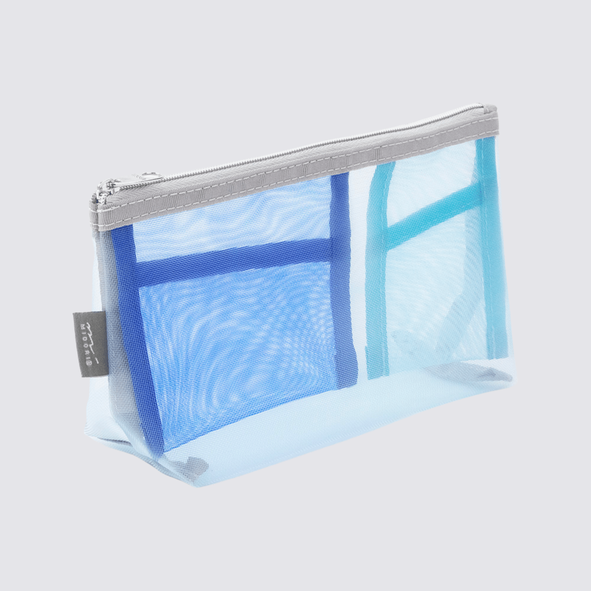 Mesh Pouch Pencil Case with Gusset - Light Blue