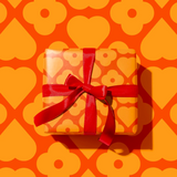 Gift Wrap - Summer Orange Flowers and Hearts