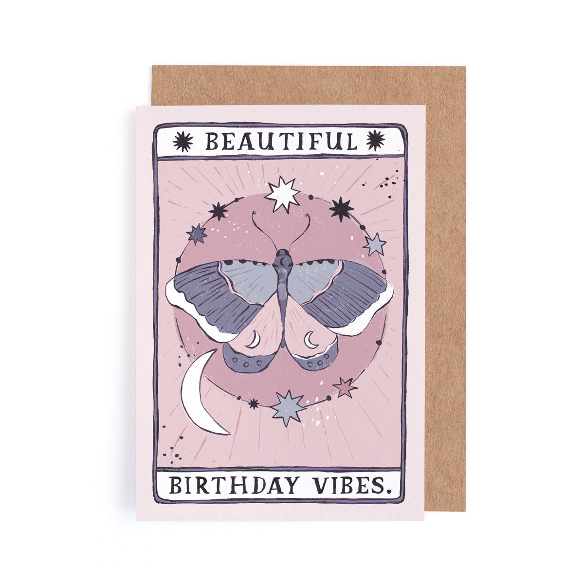 Moth Illustrated Birthday Vibes Card
