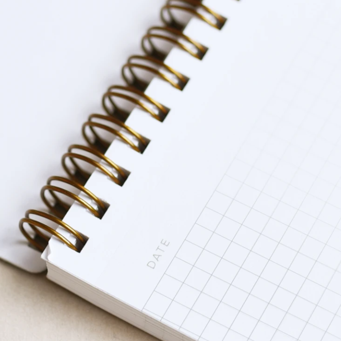 Spiral Bound Grid Page in Notebook